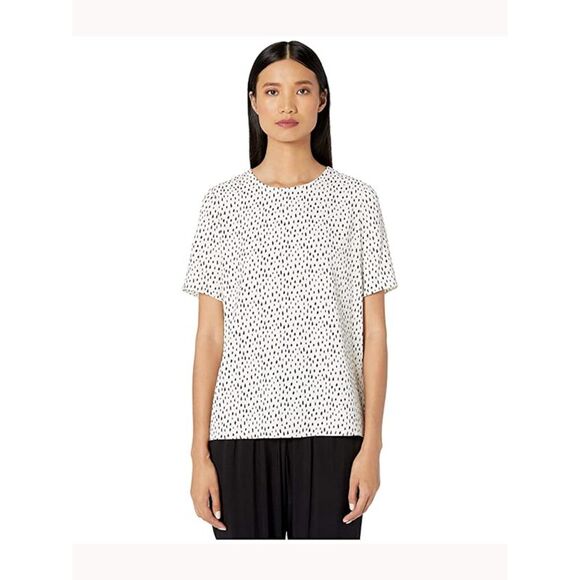 Adam Lippes Tops - Adam Lippes Womens Ivory Printed Short Sleeve Jewel Neck Wear To Work Blouse 4